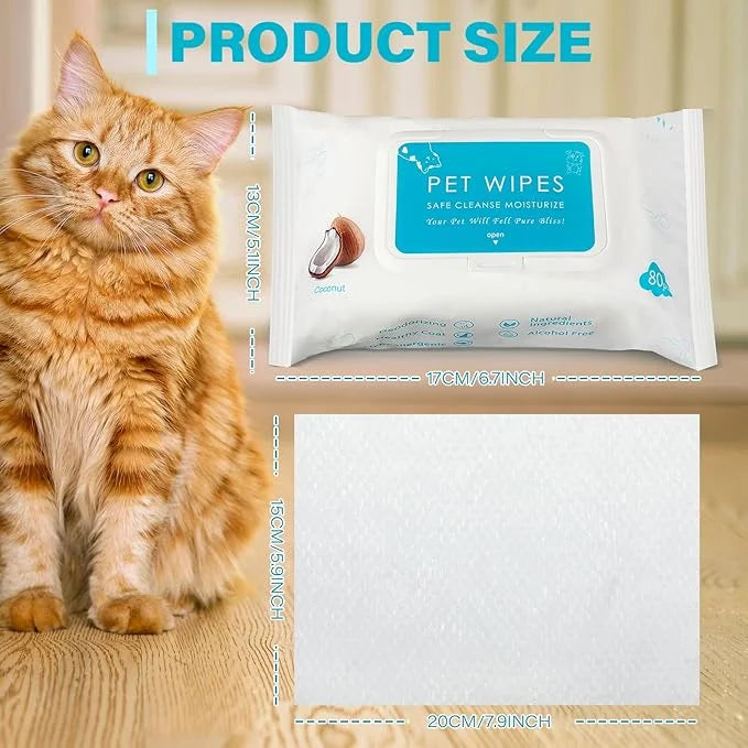 Treela 10 Packs of 800 Dog Wipes Pet Wipes Cat Grooming Supplies for Paws, Butt, Ear, Skin, Eye, Body Cleaning Bath Stain ...