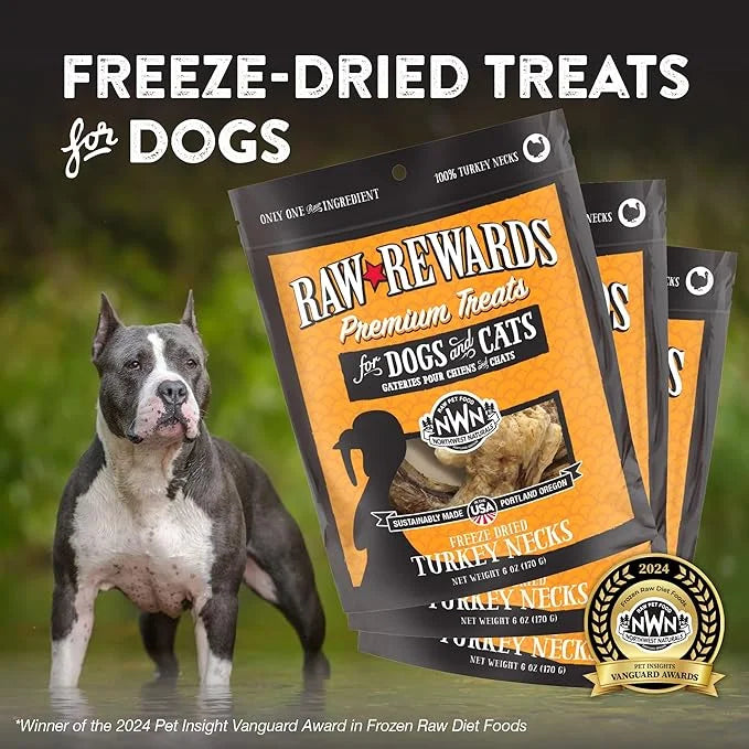 Northwest Naturals Raw Rewards Freeze-Dried Turkey Neck Treats for Dogs and Cats - Bite-Sized Pieces - Healthy, 1 Ingredie...