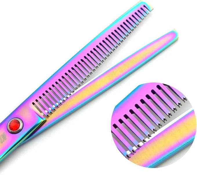 7.0in Titanium Professional Pet Grooming Scissors Set,Straight & Thinning & Curved Scissors 3pcs Set for Dog Grooming,A349...