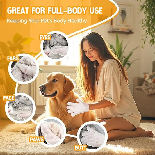 NEENCE Extra Thick Pet Glove Wipes for Dogs & Cats, Dog Washing Gloves Cleaning Deodorizing for Paws,Butt and Body, Cat Ba...