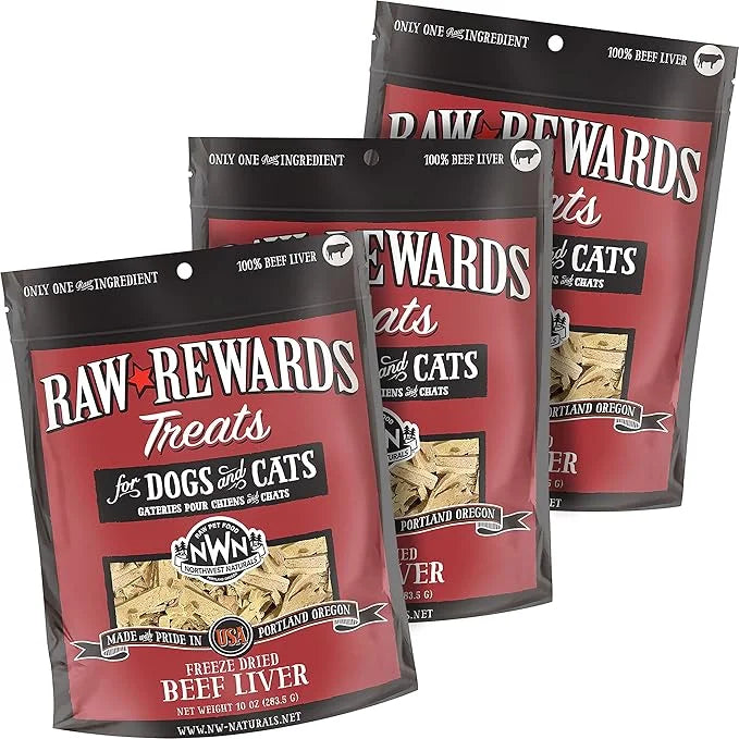 Northwest Naturals Raw Rewards Freeze-Dried Beef Liver Treats for Dogs and Cats - Bite-Sized Pieces - Healthy, 1 Ingredien...