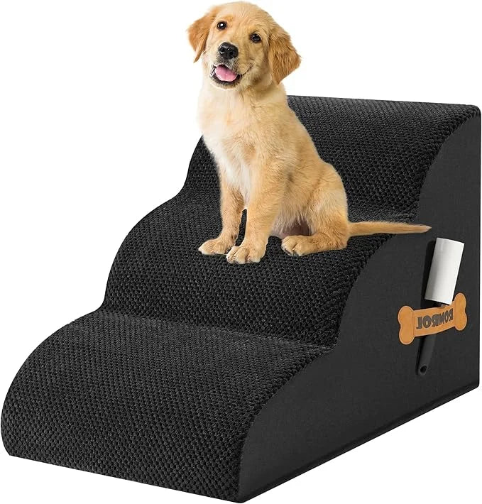 Romrol Dog Stairs Ramp for Beds Couches, Extra Wide Pet Steps with Durable Non-Slip Waterproof Fabric Cover, Pets Slope St...