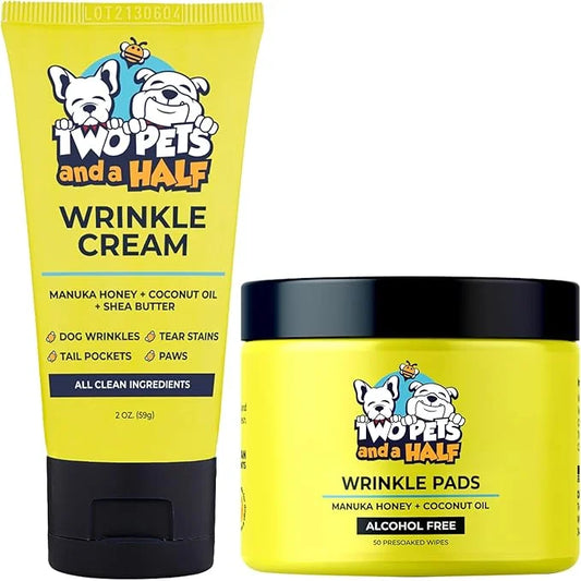 Wrinkle Paste for Bulldogs + Wrinkle Wipes French Bulldog- Wrinkle Cream for Dogs (Frenchie, English Bulldog, Pug)-Cleans ...