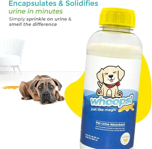 Whoops! Pet Accident Cleanup Powder - Non-Toxic, Citrus Fragrance, Absorbs & Deodorizes Urine, Vomit, Diarrhea - 2 Pack (2...