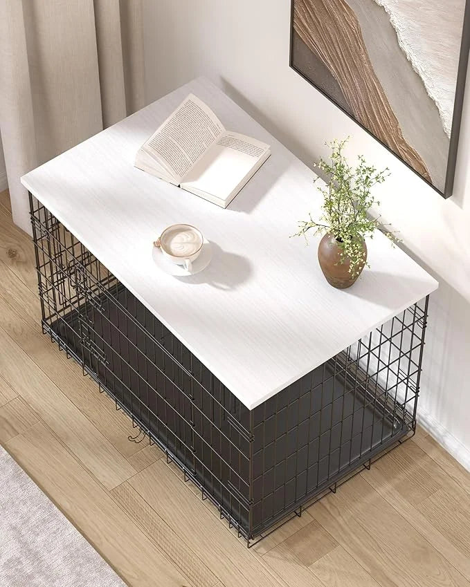 Piskyet Dog Crate Topper Wood Countertop for 48 42 36 30 24 inch Dog Cage, Dog Crate Cover,Dog Kennel Topper(Crate Not Inc...