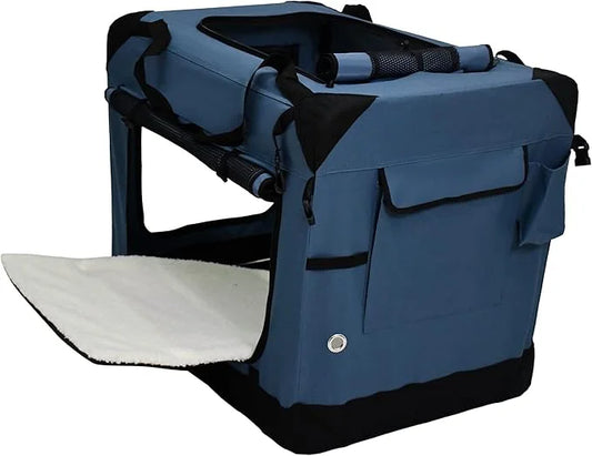 EliteField 4-Door Folding Soft Dog Crate with Curtains, Carrying Bag and Fleece Bed (2 Year Warranty), Indoor & Outdoor Pe...