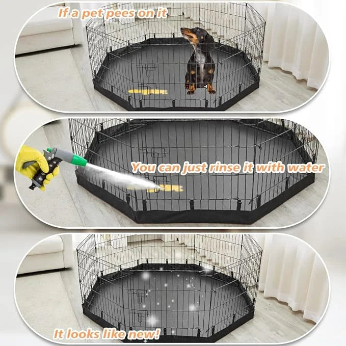 PJYuCien Dog Playpen Bottom Pad + Top Cover,Fits 24 Inch 8 Panels Regular Octagon Metal Exercise Pet Pen,Black (Note:Playp...