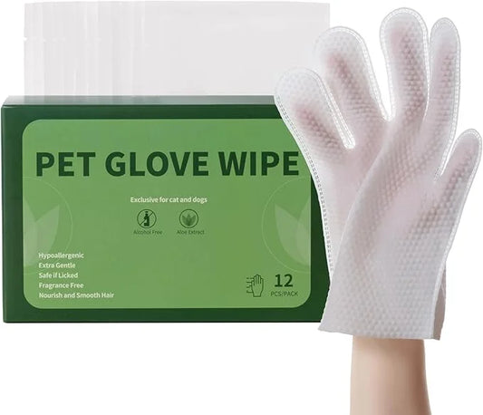 ORDORA Pet Cleaning Gloves for Dogs and Cats，Cleaning & Deodorizing Grooming Gloves, 12 Pack - All-in-One Grooming Solutio...