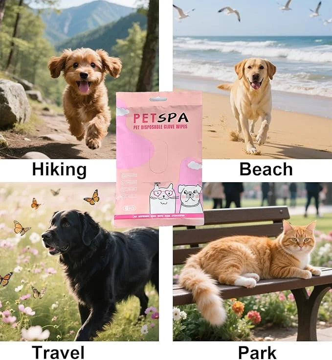 Pet Glove Wipes for Dogs and Cats, Extra Thick Dog Wipes Cleaning Deodorizing, Rinse Free Cleaning Gloves Dog Washing Glov...