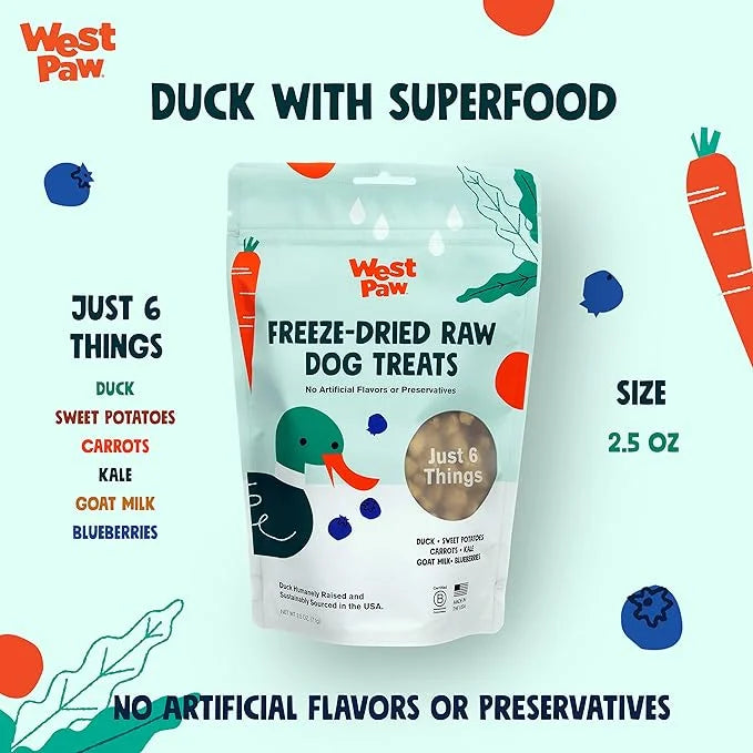 WEST PAW Freeze-Dried Raw All Natural Dog and Puppy Training Treats, Single Ingredient, Humanely Raised and Sustainably So...