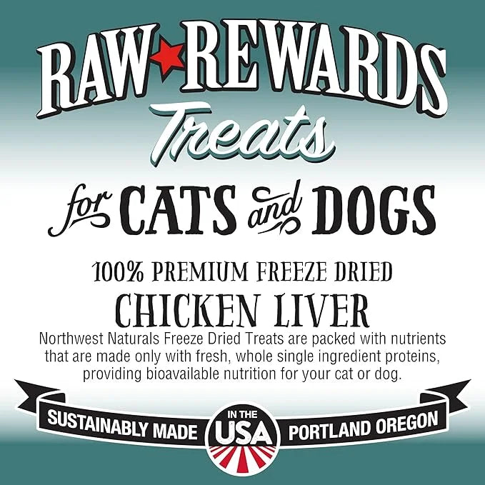 Northwest Naturals Raw Rewards Freeze-Dried Chicken Liver Treats for Dogs and Cats - Bite-Sized Pieces - Healthy, 1 Ingred...