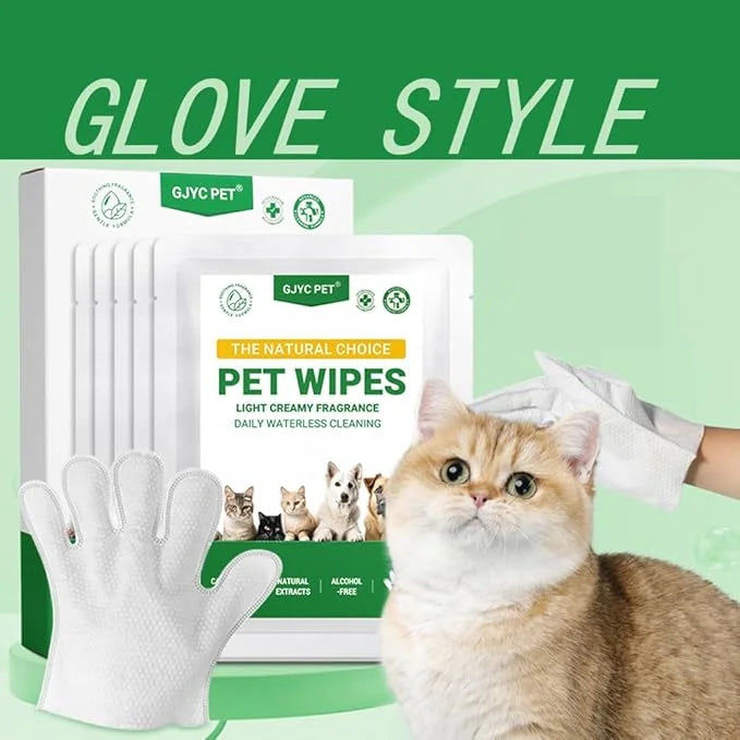 Nourish Fur Pet Grooming Wipe -Extra Thick Gloves, Cleaning & Deodorizing Bathing Wipes for Dogs & Cats, Hypoallergenic, f...