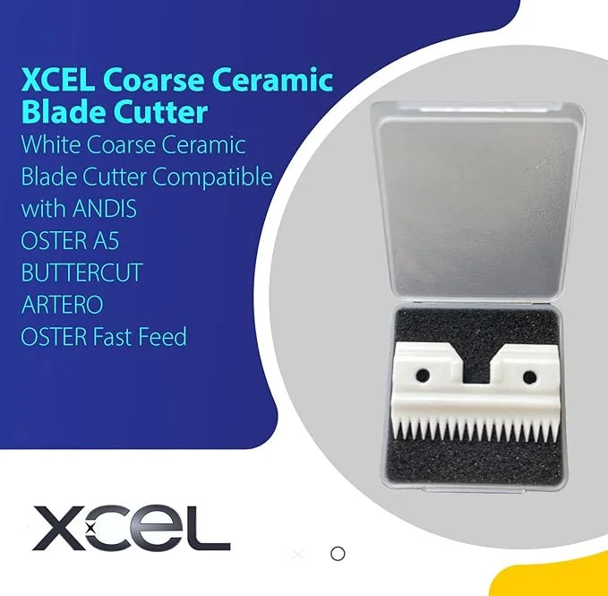 XCEL Ceramic Coarse Pet Replacement Cutter Blade Compatible with Fast-Feed, Andis, Oster A5, and Walh KM Series (4 Pack) -...