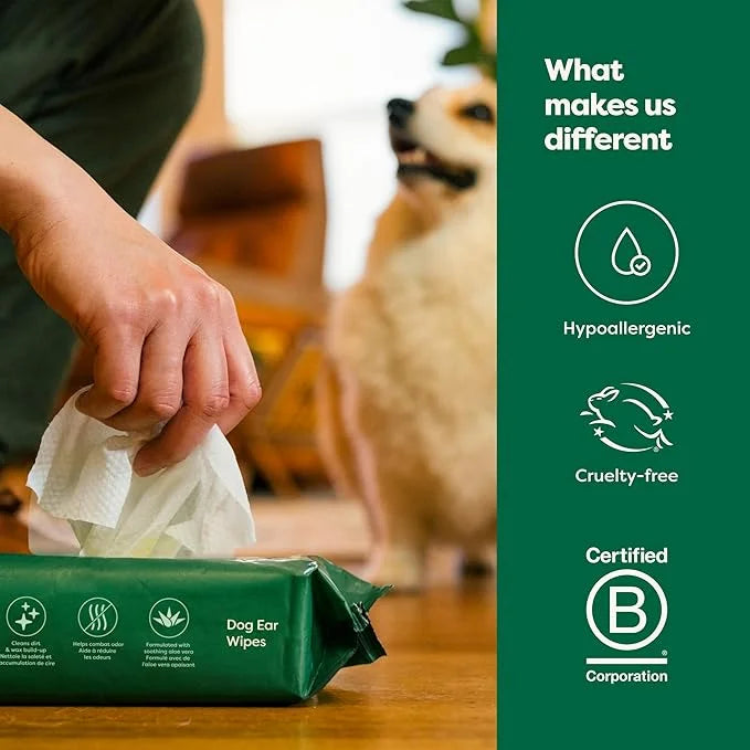 Earth Rated Vet-Developed Pet Ear Wipes, Hypoallergenic Cleaner for Dogs & Cats Ears to Remove Dirt and Wax Build Up, Wild...