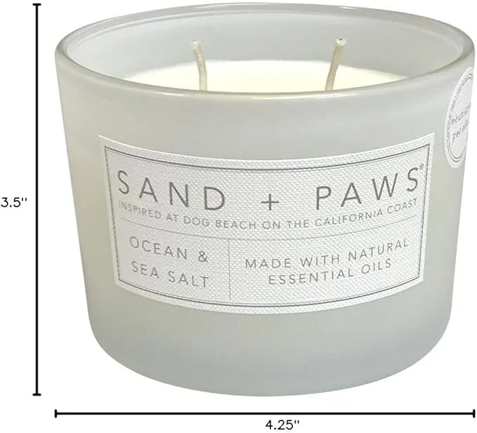 Sand + Paws Scented Candle - Ocean & Sea Salt - Additional Scents and Sizes –Luxurious Air Freshening Jar Candles Neutrali...