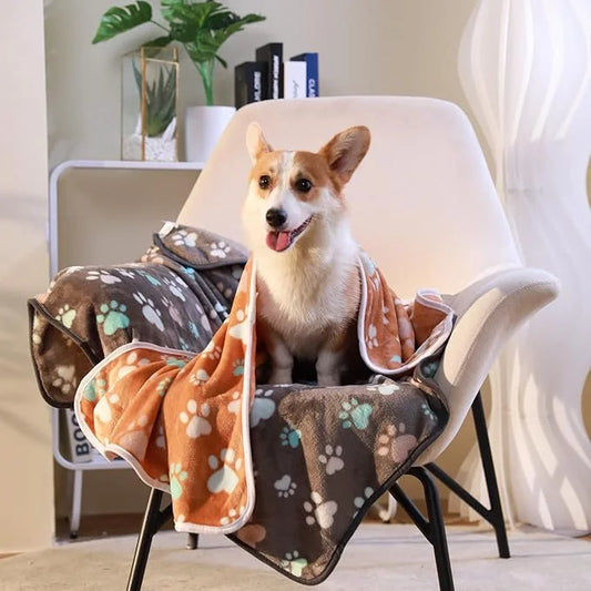 1 Pack 6 Blankets Dog Cat Soft Fluffy Fleece Pet Blanket Warm Cute Print Design Puppy Kitten Blanket Doggy Paw Large(41"x3...