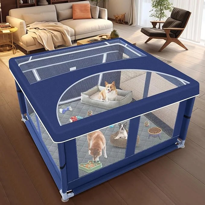 42x42 Inches Puppy Playpen with Cover&Dog Pads, Dog Playpen for Puppies or Small Dogs, Pet Playpen for Indoor & Outdoor, S...