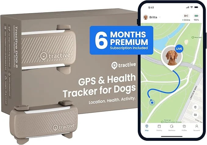 Tractive GPS Dog Tracker (2025 Release with Free 6 Month Subscription) | Real-time Pet Location Tracker | Health & Wellnes...