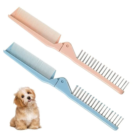 2 Pack Puppy Brush for Small Dogs Folding Dog Hair Grooming Brushes Dog Combs for Matting Hair Perfect Dematting Comb Tool...