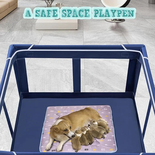 42x42x25.6 Inches Puppy Playpen with Gate, Dog Playpen for Puppies or Small Dogs, DogFence Pet Playpen for Indoor & Outdoo...