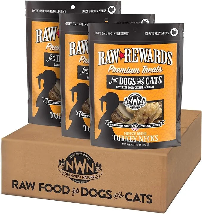 Northwest Naturals Raw Rewards Freeze-Dried Turkey Neck Treats for Dogs and Cats - Bite-Sized Pieces - Healthy, 1 Ingredie...