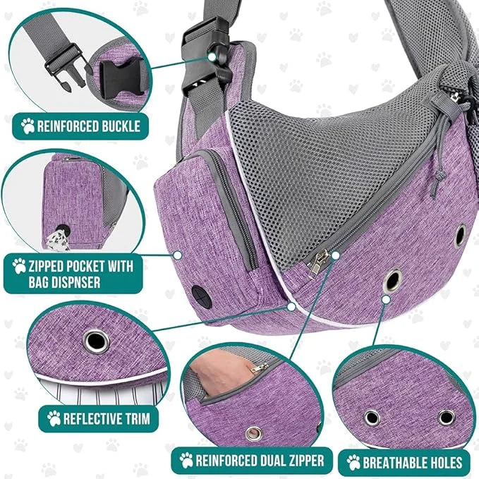 PetAmi Dog Sling Carrier for Small Dogs, Puppy Carrier Sling Purse, Dog Bags For Traveling, Carrying Bag to Wear Medium Ca...