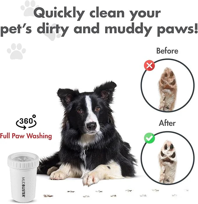Dexas MudBuster Portable Dog Paw Cleaner, Medium, Bright White Special Edition, Premium Pet Supplies and Accessories - Pro...