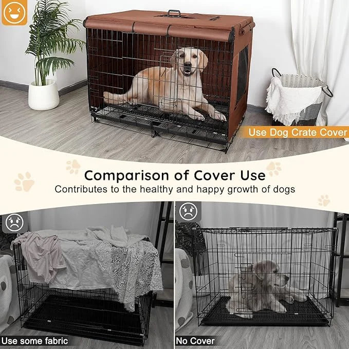 Dog Crate Cover 30 Inch Thickened Dog Kennel Cover Windproof Puppy Cage Cover with Mesh Windows on Both Sides Portable Cra...