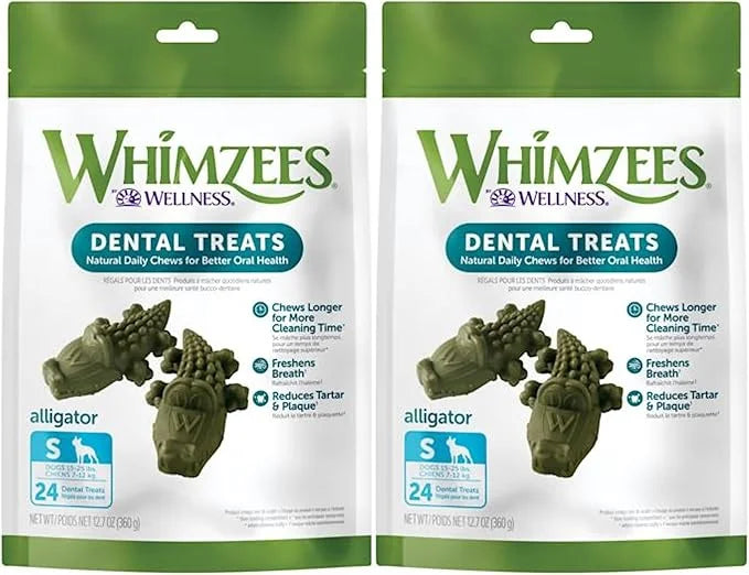 (2 Pack) Natural Grain Free Dental Dog Treats, Alligator - Product Image