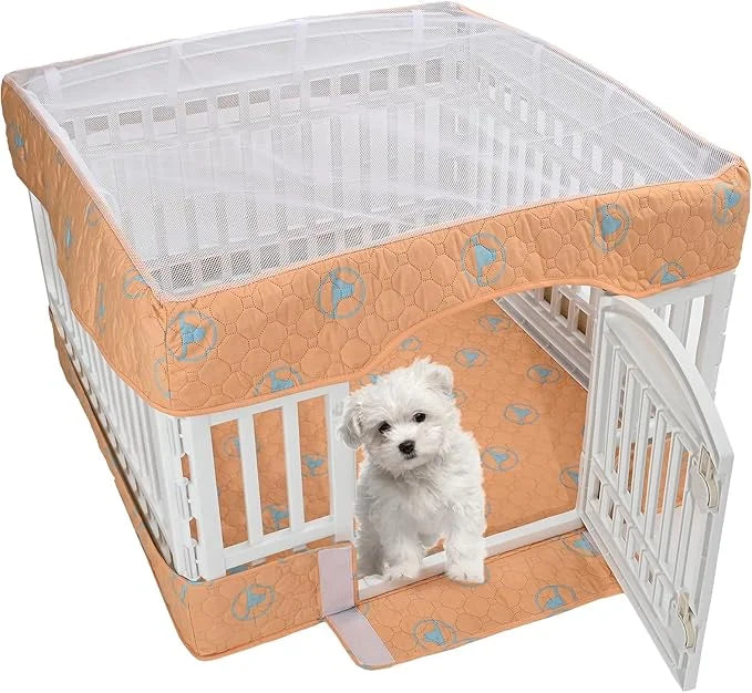 PJYuCien Dog Playpen Bottom Pad and Cover Fits for 36 Inch 4 Panels Exercise Pet Pen, Orange - Product Image