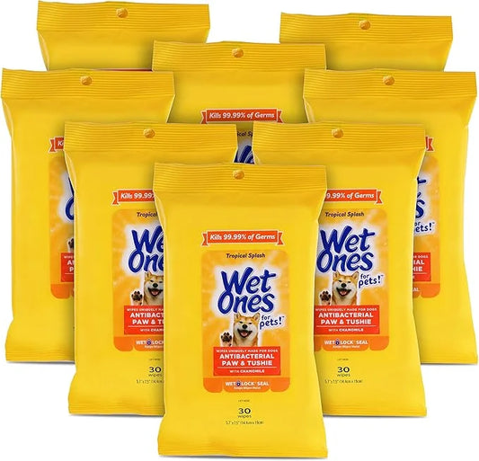 Wet Ones for Pets Paw & Tushie Dog Wipes With Chamomile, 30 ct - 8 Pack | Dog Wipes For All Dogs in Tropical Splash Scent ...