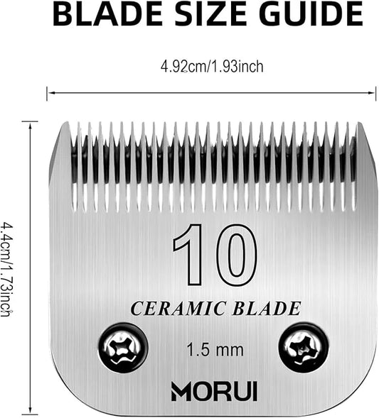 10 Cut Length 1/16"(1.5mm) Detachable Ceramic Pet Dog Clipper Blades Compatible with Most Andis,Oster A5 Wahl KM Series Cl...