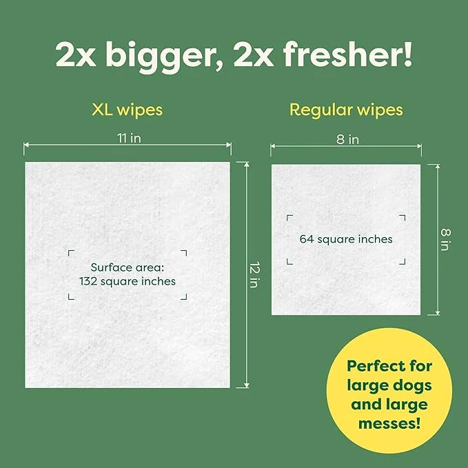 Earth Rated XL Pet Wipes for Dogs & Cats, 3-in-1 Hypoallergenic Cleaning, Deodorizing and Hydrating Extra Large Grooming f...