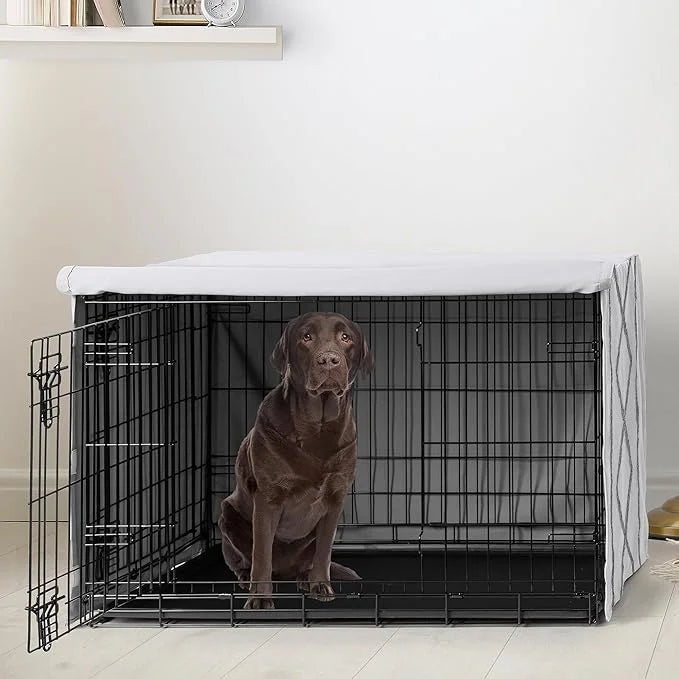Sweet Jojo Designs 42in. Medium/Large Dog Crate Cover (Grey Boho Modern Tuft) Pet Cage, Kennel Covers (Bohemian, Farmhouse...