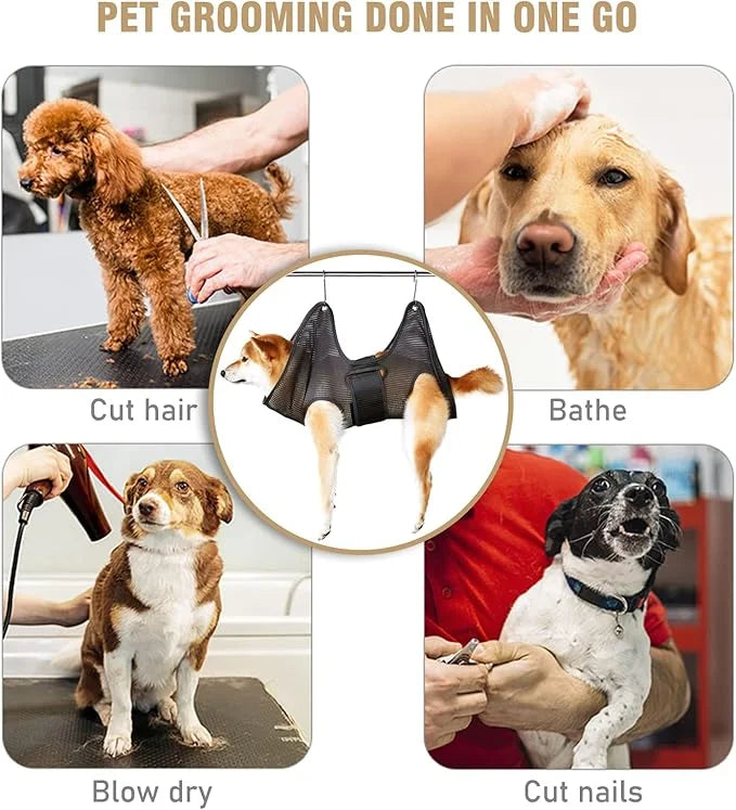 Pet Grooming Hammock for Dogs & Cats with Nail Clippers/Nail Trimmers/Scissors/Toothbrush, Dog Grooming Harness for Nail T...