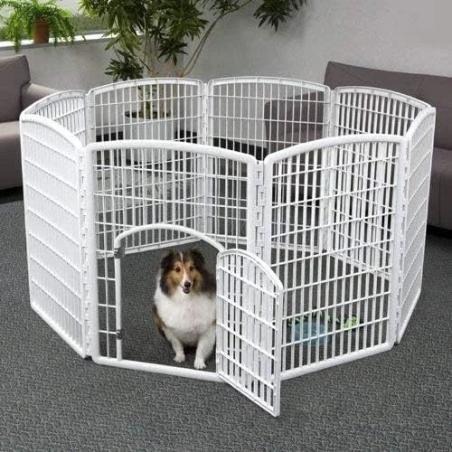 IRIS USA 34'' Pet Playpen 2 Panel Add-On with Connecting Rods, Dog Playpen, Puppy Small Medium Dogs, Heavy-Duty Molded Pla...
