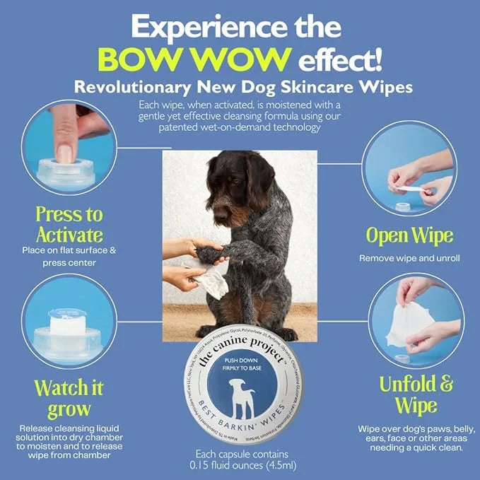 Best BARKIN' Wipes with Free Mesh Bag - Dog Wipes for Paws Ears and Butt - Micellar Aloe Scented Travel Friendly Puppy Wip...