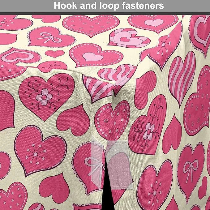 Lunarable Hearts Dog Crate Cover, Valentines Day Inspired Heart Designs with Various Styles Curved Lines Flowers Bows, Eas...