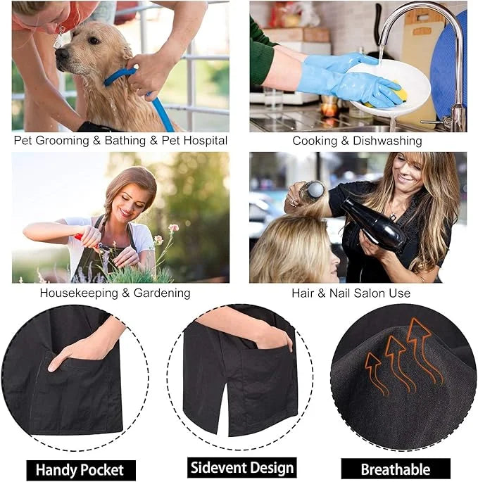 Noverlife Short Sleeves Pet Grooming Work Clothes with Full Zipper, M Size, Splash Proof Anti-Static Pet Beautician Smock,...