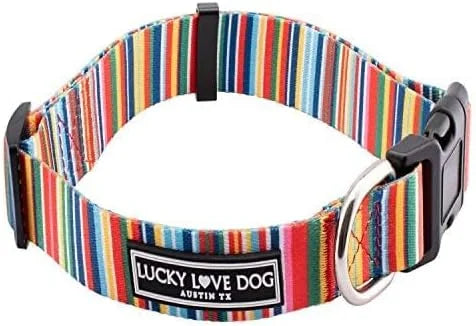 Lucky Love Dog Collar, Beautiful & Vivid Patterns, Rainbow Dog Collar for X-Large Dogs, Easy On & Off Clasp Accessory (Hip...