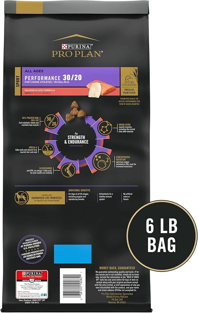 Purina pro plan Sport Performance 30/20 Salmon & Cod Formula Dry Dog Food - 6 lb. Bag - Product Image