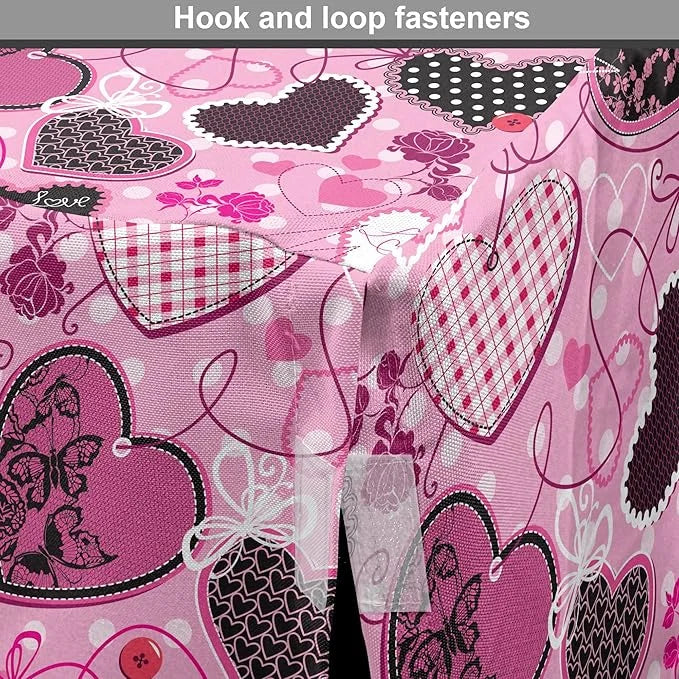 Lunarable Hearts Dog Crate Cover, Sewing Themed Love with Polka Dots Valentine's Day Inspired Image, Easy to Use Pet Kenne...