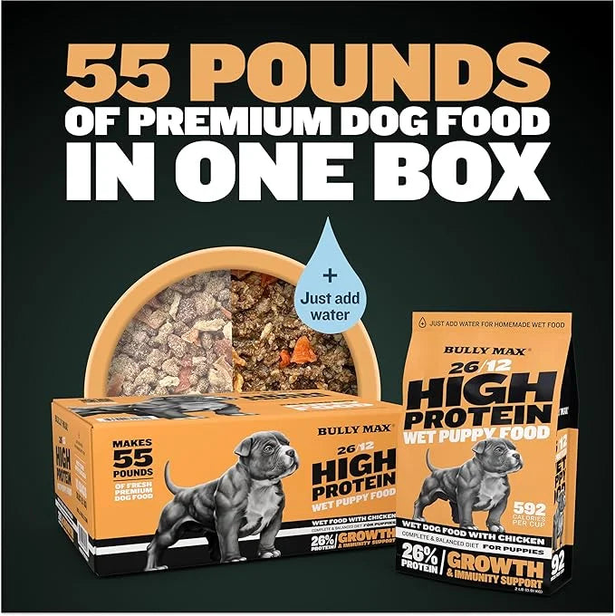Bully Max Wet Puppy Food - Instant Fresh Dehydrated High Protein Soft Dog Food with Chicken - Healthy Growth for Small & L...