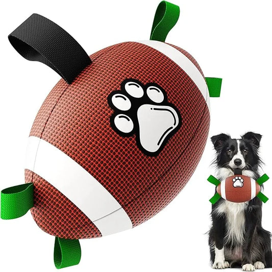 QDAN Dog Toys Football, Interactive Dog Toys for Tug of War,Superbowl Football Party Decorations Favor, Dog Water Toy, Dur...