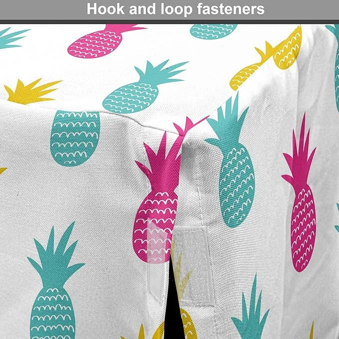 Lunarable Yellow Pineapple Dog Crate Cover, Rhythmic Ananas Fruits in Colorful Design Summer Tropical Concept, Easy to Use...