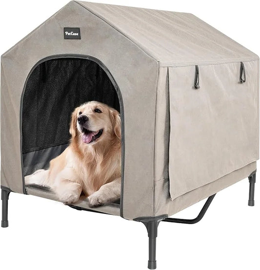 2 in 1 Dog House,Elevated Dog Bed with Removable Cover, Indoor & Outside Puppy Shelter Cot,Raised Dog Bed for Large Dogs &...