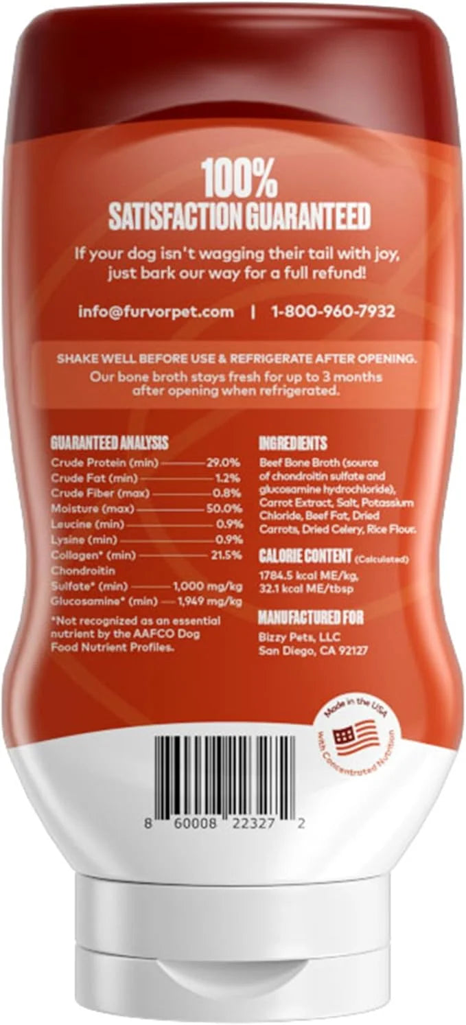 Beef Bone Broth for Dogs - Collagen Protein Supplement for Digestion, Mobility, Coat, Immune System, Healthy Dog Food Topp...