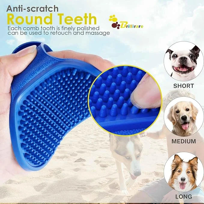 2 Pack Dog Grooming Brush, Premium Soft Silicone Pet Bath Brushes with Adjustable Handle, Shampoo Soothing Comb for Wet Dr...