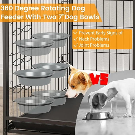 Furniture Style Dog Crate, Indoor Basic Dog Cage with 3-Layer Storage Shelves, Flip-up Top End Table Dog Cage, Dog Kennel ...