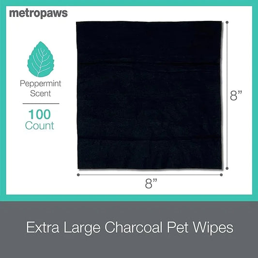 MetroPaws Peppermint Dog Wipes, 100 Extra Large, Thick Cleaning Wipes & The Dog Waste Bag Dispenser & Holder, Bag Holder W...